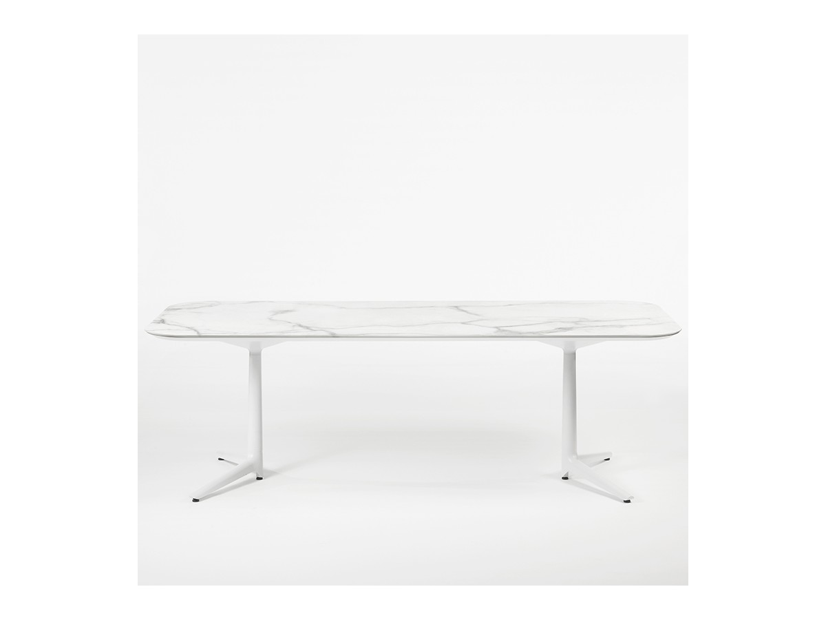 Table Multiplo XL 180 x 90 cm - grès cérame finition marbre blanc