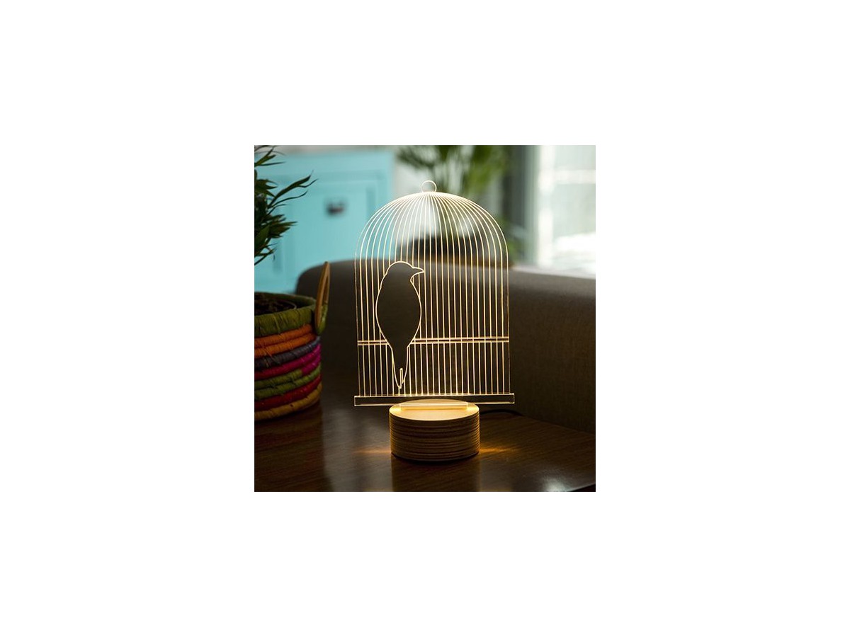 Lampe Birdcage LED 2D Effet 3D - Studio Cheha Lampe Birdcage LED 2D Effet 3D - Studio Cheha