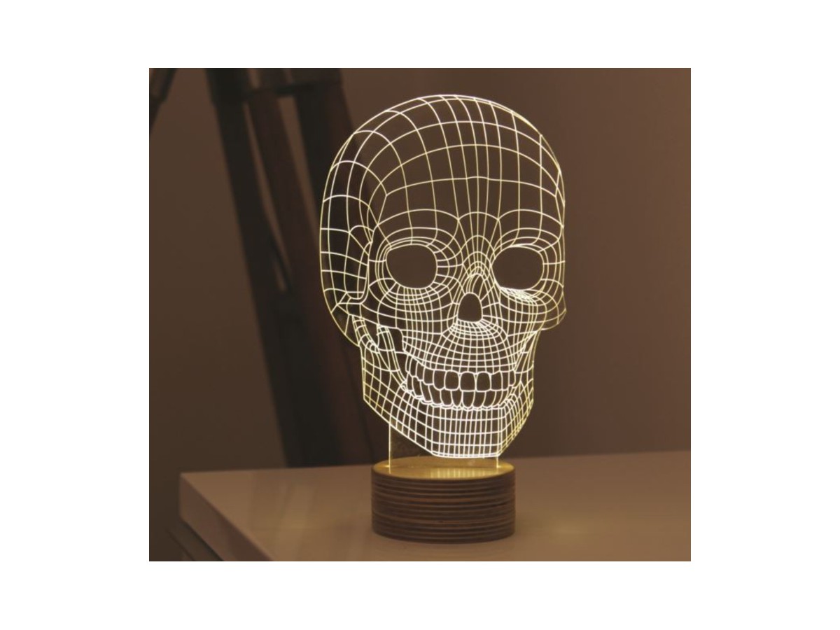 Lampe Skull LED 2D Effet 3D - Studio Cheha