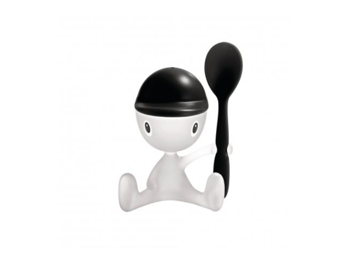 Coquetier Cico avec salière et cuillère - Alessi - noir Coquetier Cico avec salière et cuillère - Alessi - noir