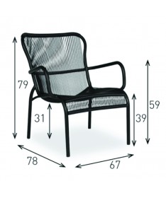 Chaise lounge outdoor LOOP - Vincent Sheppard - dimensions