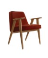 Fauteuil 366 chêne 02 - 366 CONCEPT - velours rouge brique