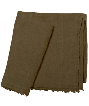 Plaid en lin Warmy Up 150x180 - Bed & Philosophy - Kaki
