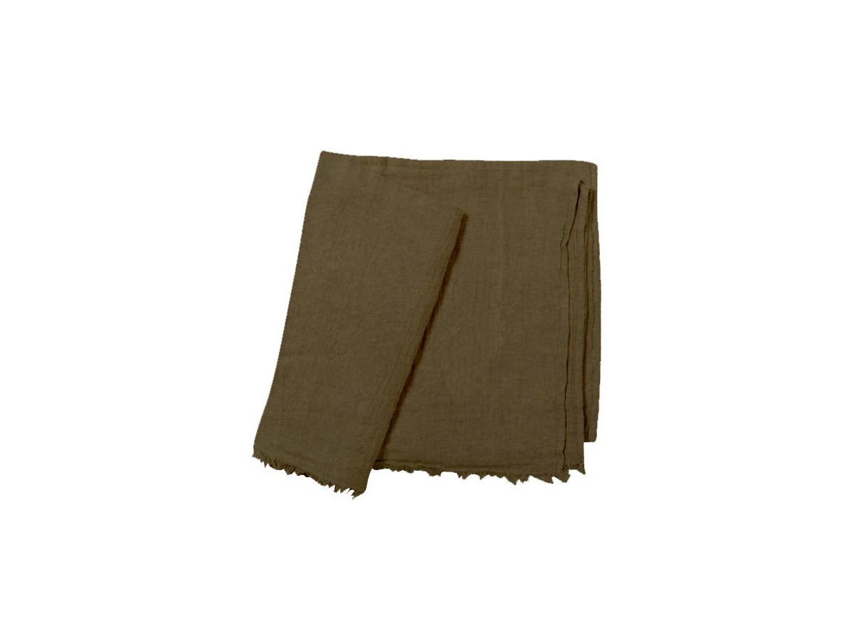 Plaid en lin Warmy Up 150x180 - Bed & Philosophy - Kaki