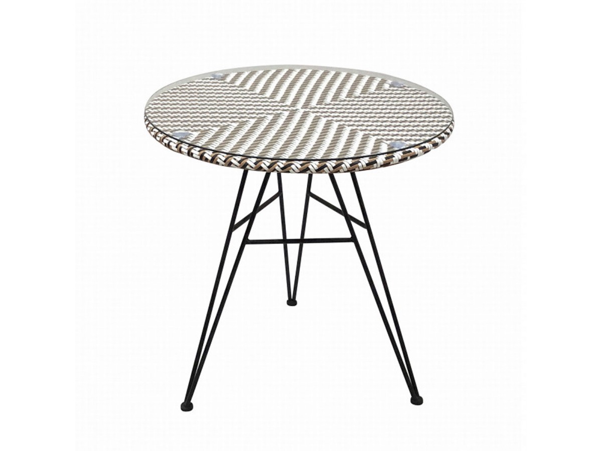 Table de jardin Papyrus Ø 75 - CFOC - Naturel Blanc Noir