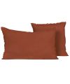 Coussin Viti lin lavé bord frangé - Haomy - Terre brûlée
