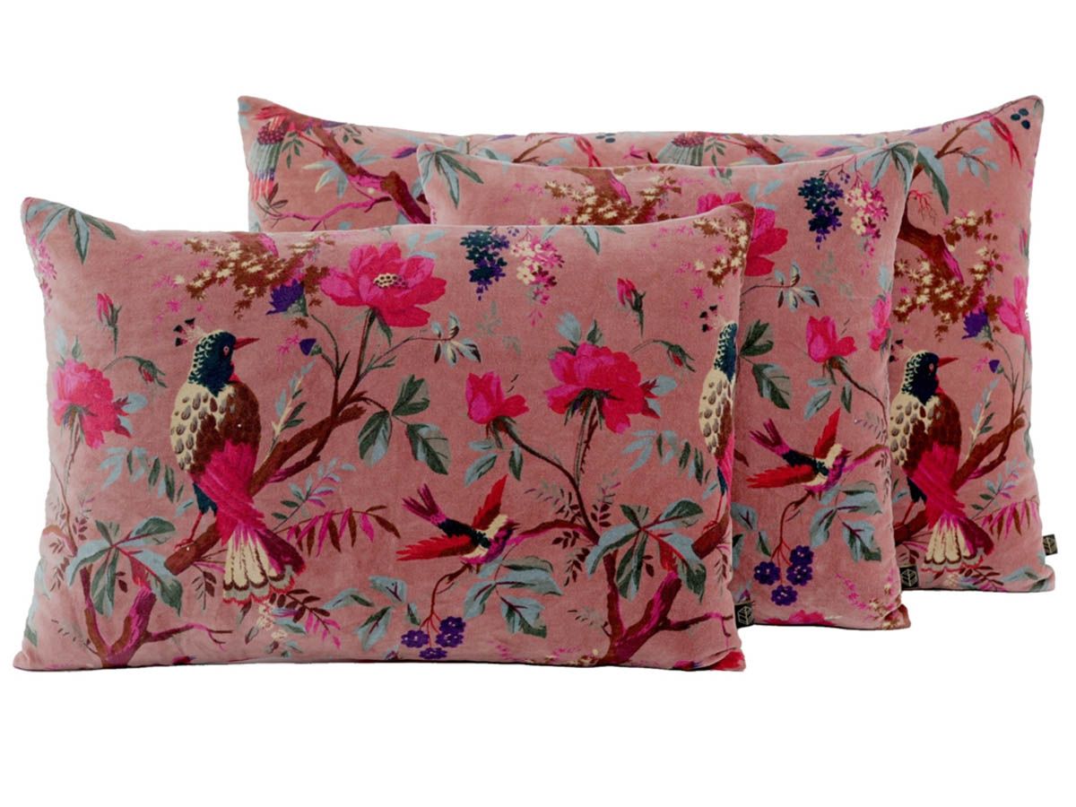 Coussin Birdy velours Bois de rose